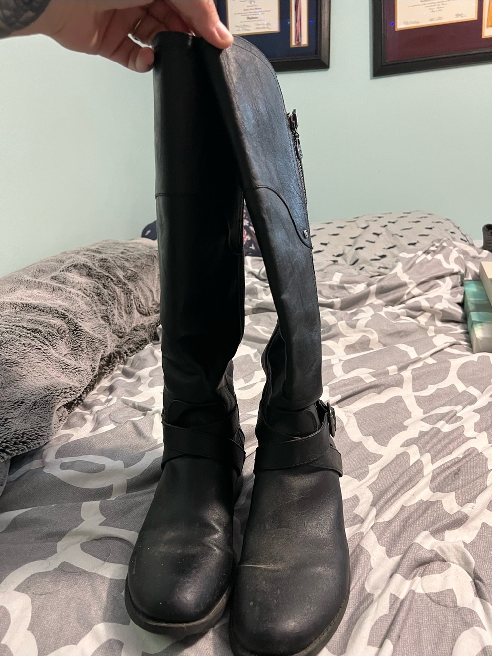 Classic Black Boots with Buckle Strap